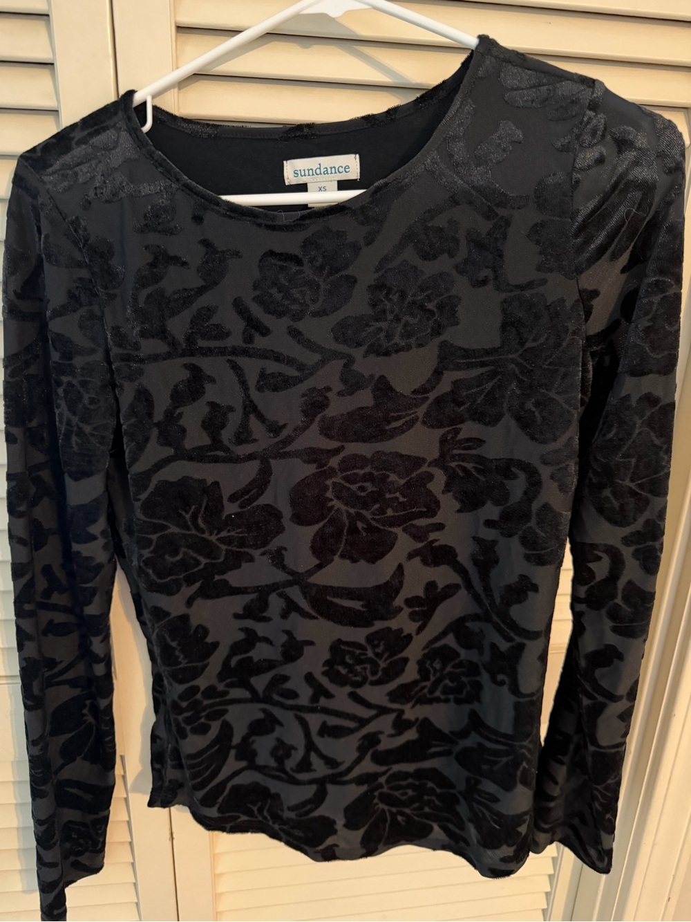 Sundance Black Floral Burnout Long Sleeve Tee
